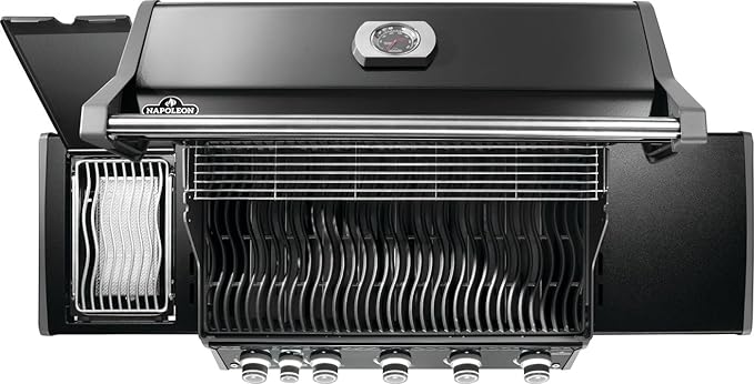 Napoleon Rogue PRO 625 Natural Gas Grill with Infrared Side Burner, Black, Durable 6-Burner Cooking Power