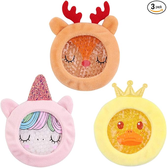 Hilph Kids Ice Packs for Boo Boos, Reusable Gel Ice Packs for Injuries for Toddlers Baby, Hot & Cold Compress with Cute Plush Sleeves for Body Pain Relief, Fever, First Aid, Bumps, 3 Packs (Unicorn)