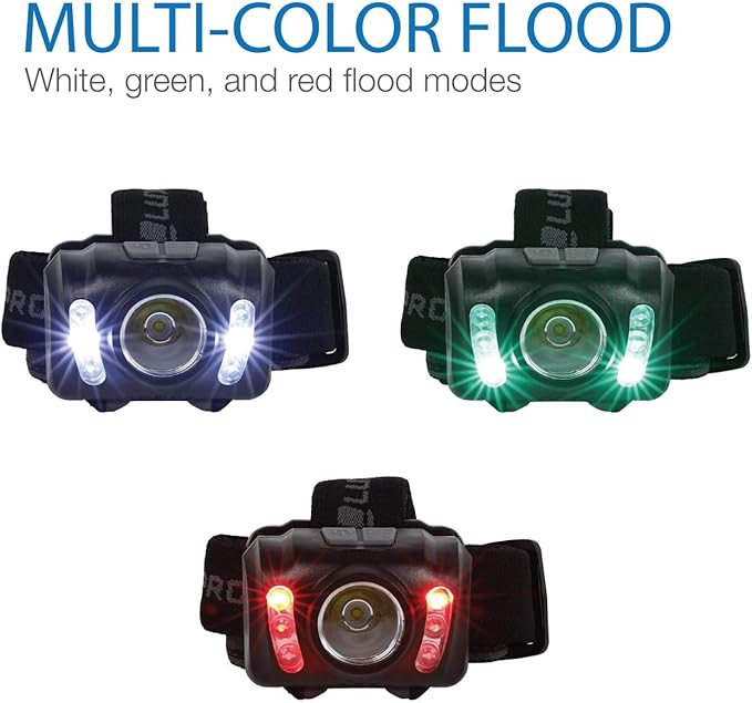 LUXPRO LED Headlamp - Bright 300 Lumen Head Lamp for Outdoors, Camping & Hiking - 6 Light Modes White, Green & Red Light - IPX4 Waterproof - Adjustable Headband - LP345V2 - Batteries Included
