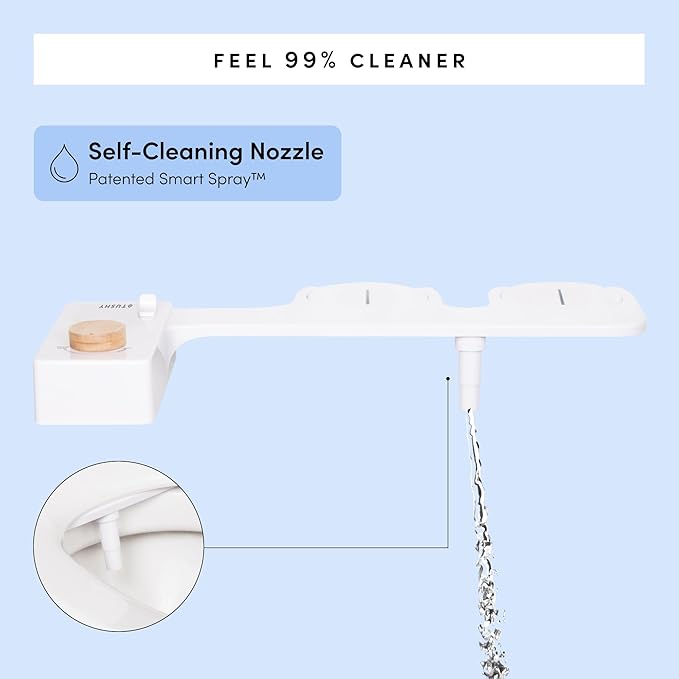 TUSHY Classic 3.0 Bidet Toilet Seat Attachment - A Non-Electric Self Cleaning Water Sprayer with Adjustable Water Pressure Nozzle, Angle Control & Easy Home Installation, (White/Bronze)