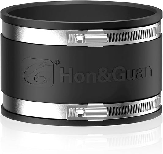 Hon&Guan 4 Dust Collection Fittings Rubber Noise Reduction Clamp for 4 Inch PVC Pipe/HVAC Inline Duct Fans and Carbon Filters/Duct Reducer.