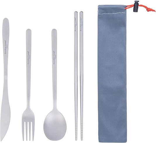 Boundless Voyage Titanium Cutlery Set Portable Camping Tableware Chopsticks Knife Fork Spoon Set for Home Travel (4 PCS SET)