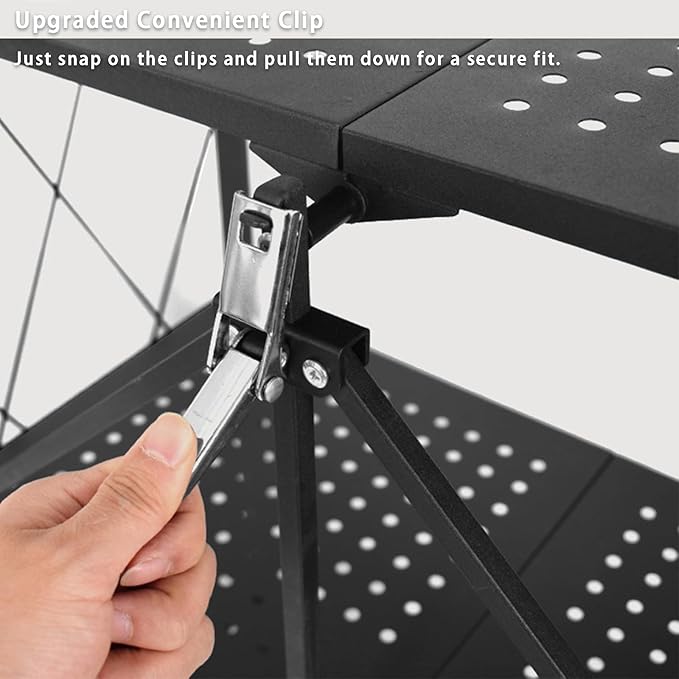 Life Hacks 2pcs 4-Tier Foldable Shelves for Storage, No Assembly Required, Folding Shelf Unit Pantry Shelves with Wheels, Metal Shelving Storage Rack Shelf for Kitchen Garage Home