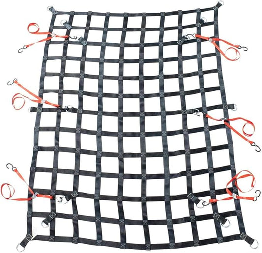 Mytee Products 4.75' x 6' Heavy Duty Cargo Net for Pickup Truck Bed with D Rings Tie Down Fittings - Durable Truck Bed Cargo Net with 6 Cam Buckle Tie Down Straps for Adjusment