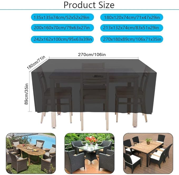 Kingling Patio Furniture Covers - Waterproof Outdoor Table and Chair Covers - Rectangular Large (106" L x 71" W x 35" H)