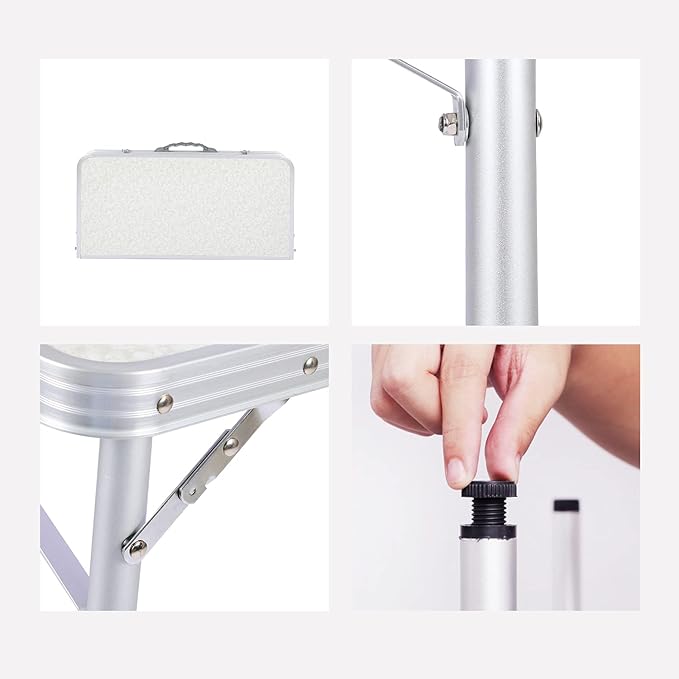 RedSwing Small Square Folding Table 2 Feet Adjustable Height, Lightweight and Portable Aluminum Camping Table for Outdoor Indoor Picnic, 24 in x 24 in x 27 in