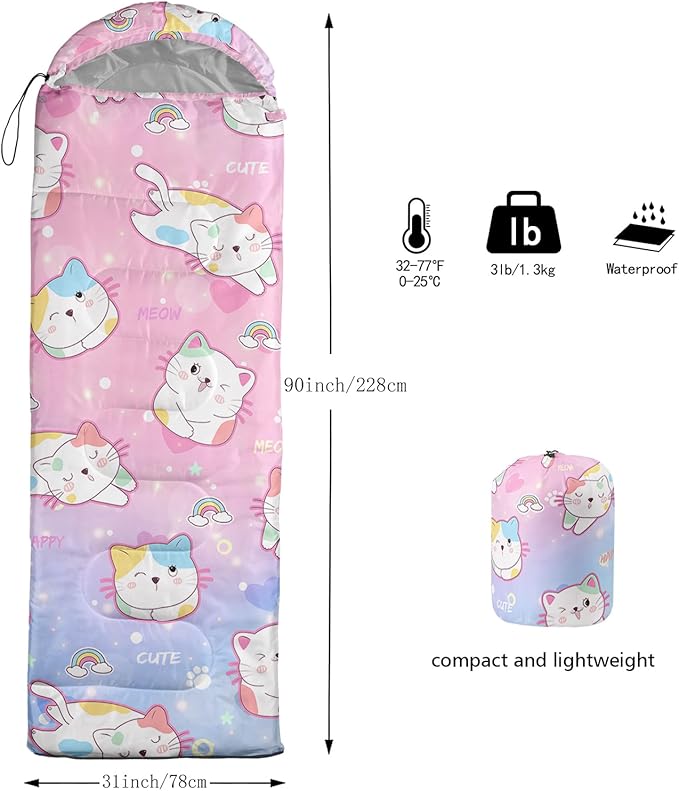 QOOMO Camping Sleeping Bags,3 Season Warm & Cool Weather,Lightweight,Waterproof Sleeping Bags for Adults & Kids,Traveling,and Outdoors,Camping Gear Equipment