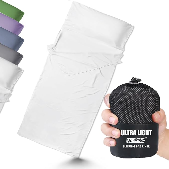 Frelaxy Ultralight Sleeping Bag Liner - Lighter & Compact, 3 Sizes Travel Sheets & Adult Sleep Sack, Comfy Breathable & Cooling & Silky Soft, Quick-Drying, for Backpacking, Hotel, Camping, Hostels
