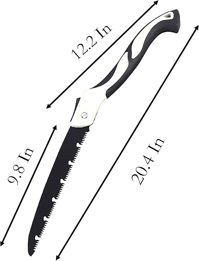 Folding Saw with Rubber Handle, 20.4 Inch Manganese Steel SK-5 Blade Pruning Saw for Hunting, Gardening, Camping and Trimming (blade 27cm)