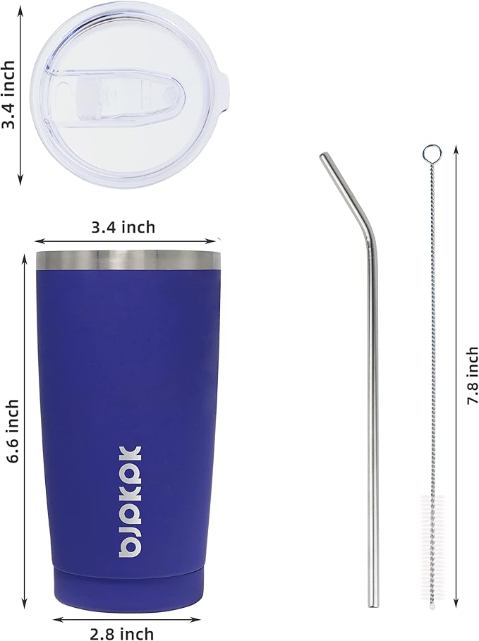 BJPKPK 20 oz Stainless Steel Insulated Tumbler Cups With Lid And Straw Coffee Tumblers,Blue