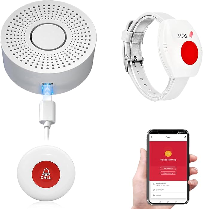 WiFi Caregiver Pager Call Button Wireless Nurse Alert Call Bell Emergency Alert Pager at Home for Elderly Patients