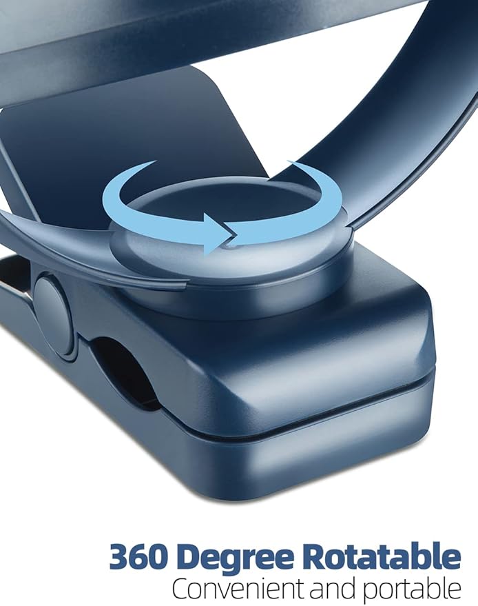 Viniper 6 inch Rechargeable Clip on Fan, 5000mah Battery Desk Fan : 360° Rotation & 3 Speeds Strong Wind Portable Fan, 8-30 Working Hours, Quiet and Powerful (Blue)