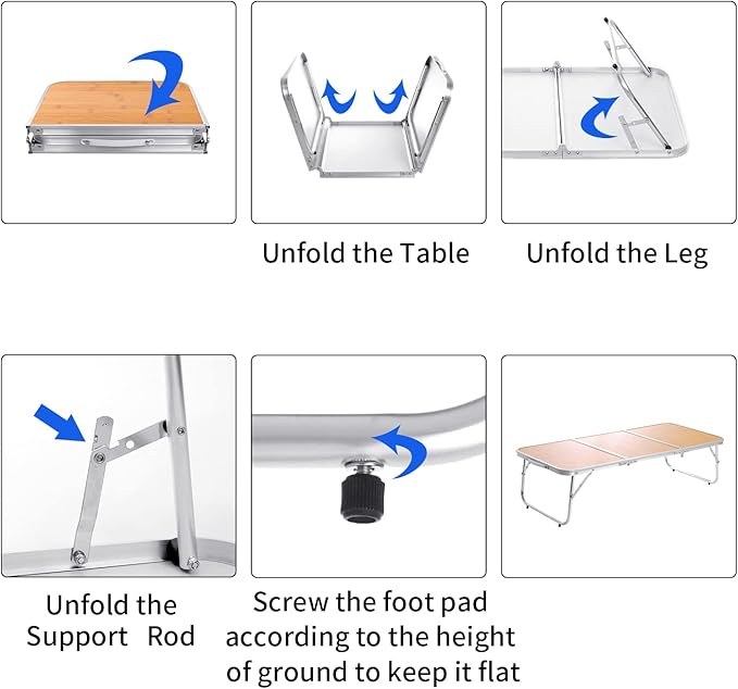Small Camping Table 3FT Folding Picnic Table Foldable Low Camp Table Portable Short Aluminum Outdoor Short Floor Beach BBQ Yellow 35.2×15.7 inch