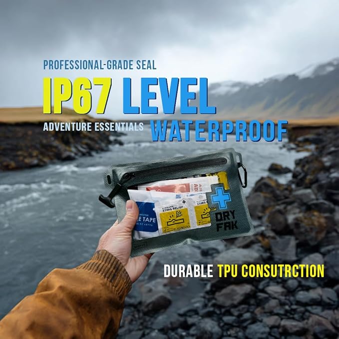 EVERLIT Ultralight Waterproof First Aid Kit, Boat First Aid Kit, Marine Medical Kit for Boating, Kayak, Backpacking, Hiking, Camping, Emergency Kit (Green)