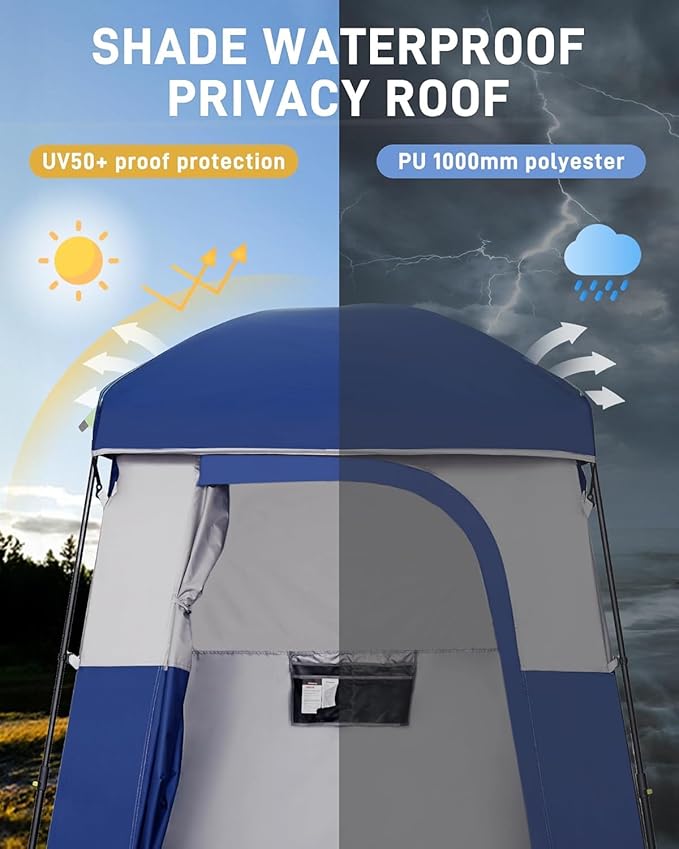 KingCamp Shower Tent, Portable Privacy Tent Outdoor Camping 1/2 Room Toilet Tents with Shower Bag & Dressing Room for Beach, Camping & Hiking