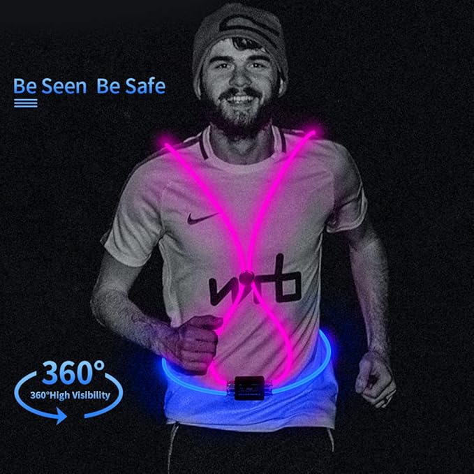 LED Reflective Vest Rechargeable Running Light for Runners High Visibility Safety Vest for Running,Cycling or Walking