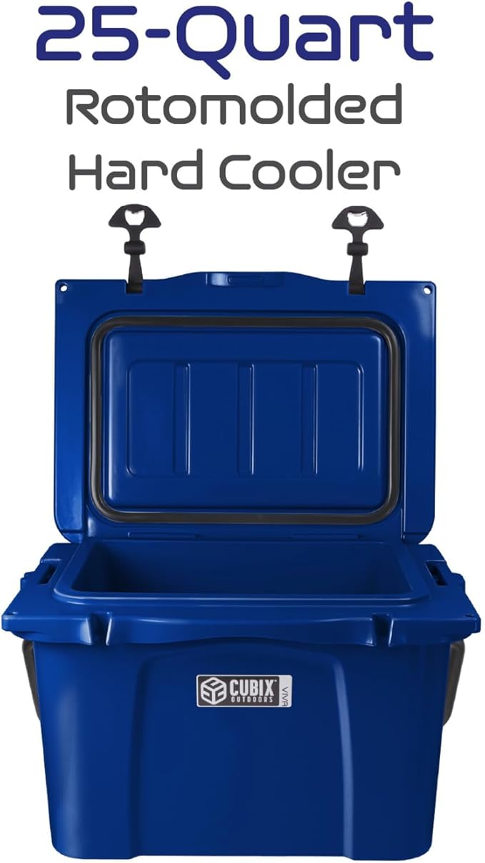 Viva 25QT Portable Rotomolded Hard Cooler, 5-Day Ice Cold Retention, Travel, Beach, Camping, Fishing