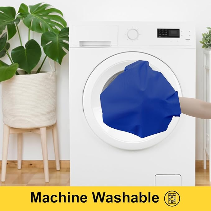 Smiry Picnic Table Cover with Bench Covers, Waterproof Elastic Fitted Polyester Tablecloths for 8 Ft Rectangle Tables, Washable Windproof Tablecloth for Camping, RV & Outdoor (Blue, 30x96 Inches)