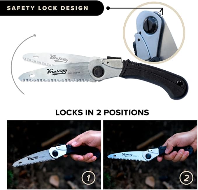 5" Folding Hand Pruning Saw for Gardening, Camping, Wood/Tree Cutting, Made with Heavy Duty SK-5 Steel (Black)