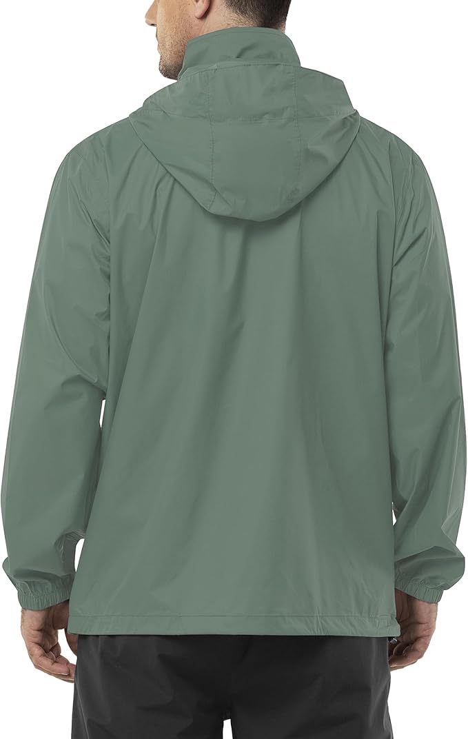 Outdoor Ventures Men's Rain Jacket Waterproof Lightweight Packable Rain Shell Raincoat with Hood for Golf Hiking Travel