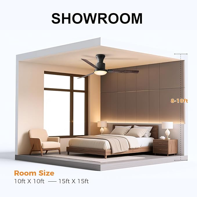 Obabala 60" Outdoor Ceiling Fan, LED Light, Smart Remote & APP Control, 6-Speed Reversible DC Motor, Modern Ceiling Fan for Large Rooms, Covered Patio