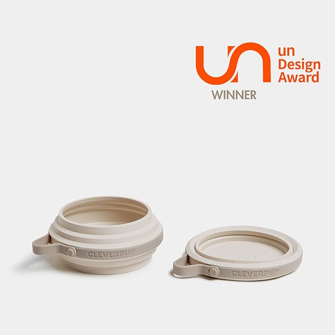 Nomad Small Collapsible Dog Bowl - 2 Cup Food-Safe Silicone Travel Bowl for Dogs, Portable & Sturdy, Food/Water, Dishwasher Safe - Sand