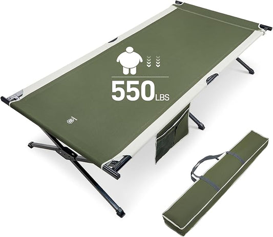 EVER ADVANCED Extra Wide Camping Cot for Adults Oversized XXL Sleeping Cots Folding Cot Bed with Carry Bag, 84.3" L x 41.9" W, Support to 550 lbs