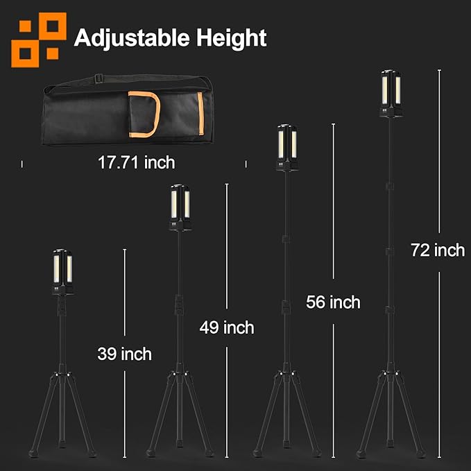 13200mAh Rechargeable Solar Work Light IP64 Waterproof with Folding Stand and Carrying Bag, AODOO 8000 Lumen Cordless Camping Light, White/Warm/Nature White/RED/SOS