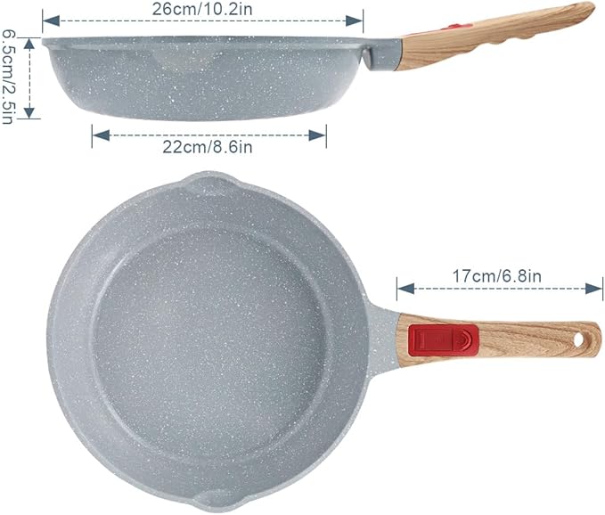 Nonstick Ceramic Deep Frying Pan,10 Inch Healthy Frying Pan Skillet with Removable Handle, Oven Safe, PFAS PFOA & PTFE Free(Blue)