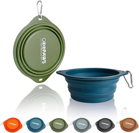 Silicone Non-Skid Collapsible Travel Dog Bowl, 2 Pack Lightweight & Leak-Proof Pet Bowl, Food Grade Portable Pet Bowls, for Dogs and Cats