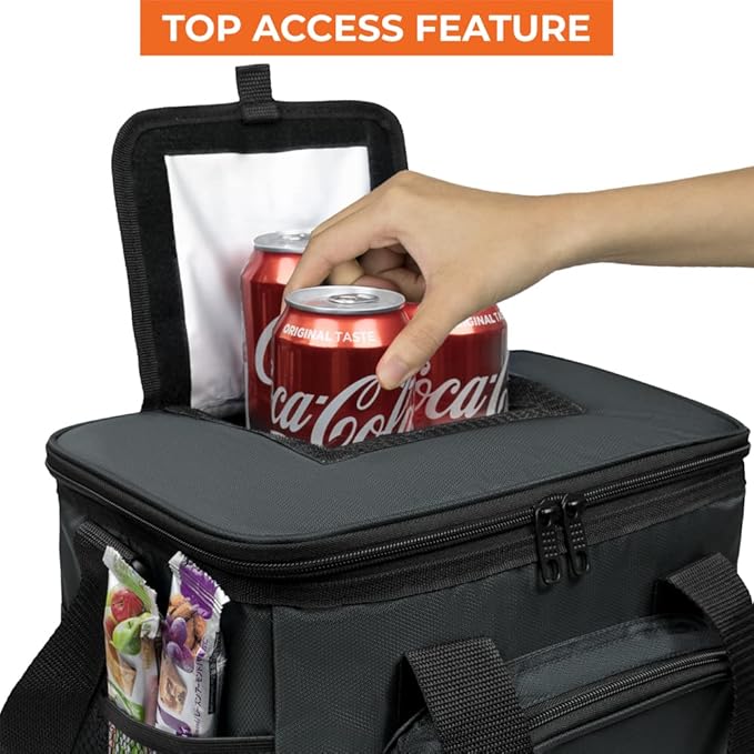 OPUX Soft Cooler Bag, Insulated Collapsible Soft Sided Cooler Lunch Cooler Bag for Men Work Camping Beach Travel, Leakproof Lunch Box 18 Cans, Gray