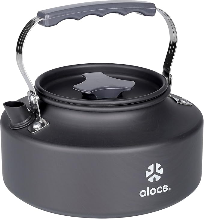 Alocs 0.8L Kettle Teapot, Portable Camping Coffee Pot, Hard-Anodized Aluminum Camping Kettle, Compact Tea Kettle for Stove Top, Outdoor, Hiking, Camping, Picnic and Traveling.