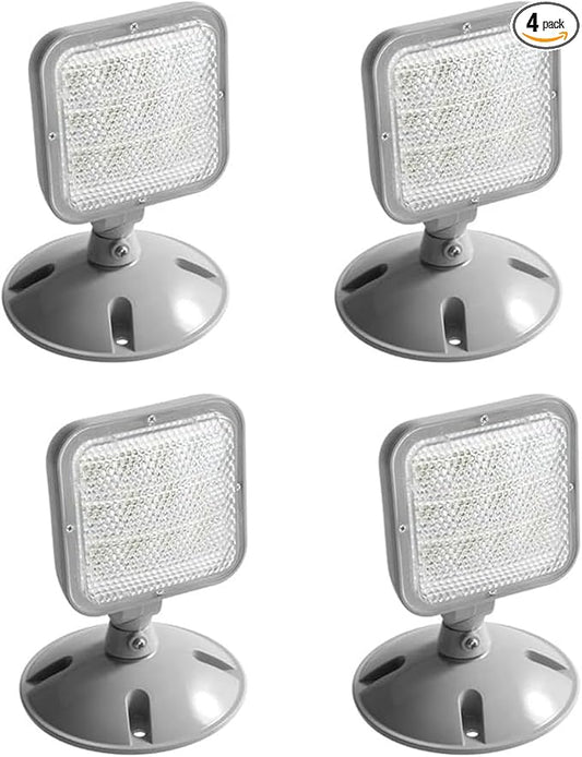 LED ENERGY PLUS Remote Outdoor Emergency Light Head – Single Head LED Lamp, Weatherproof Emergency Exit Lighting – 3.6V OR 9.6V Volts, 1.7 Watts (4 Pack)