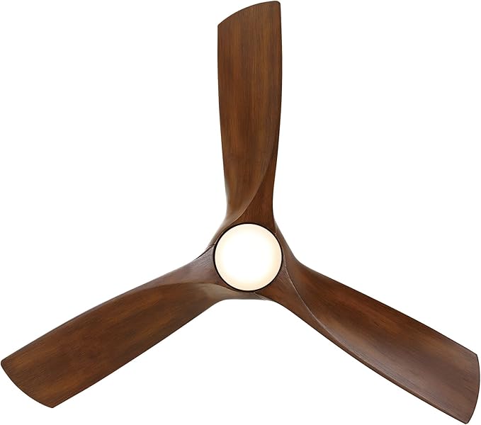 Zephyr Smart Indoor and Outdoor 3-Blade Ceiling Fan 52in Matte Black Distressed Koa with Adjustable CCT 2700K-3000K-4000K-5000K LED Light Kit and Remote Control works with Alexa, iOS or Android App