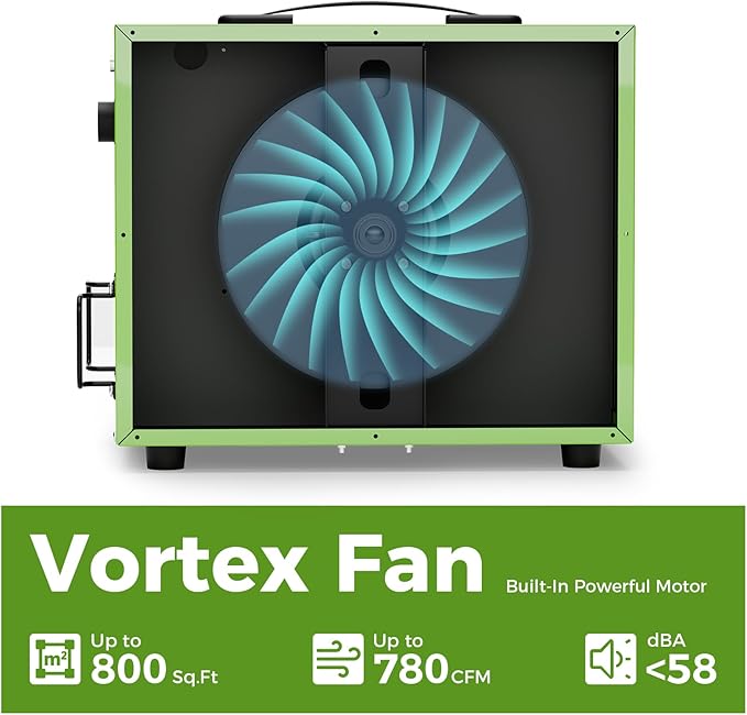 ALORAIR Portable 2 Stage (580/780 CFM) Intake Air Filtration Systems Woodworking with Strong Vortex Fan, Movable Air Filter for Garage, Home, Workshop, Bench Top, Shop Dust Collectors, Purecare 780S