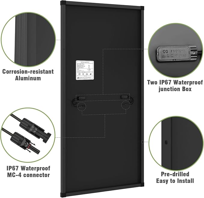 1200 Watt Solar Panels (200W 6 Pack) Monocrystalline High-Efficiency 12V Solar Panel for RV Camping Boat Home Farm Marine Battery and Other Off-Grid Applications (1200w, 200w*6)