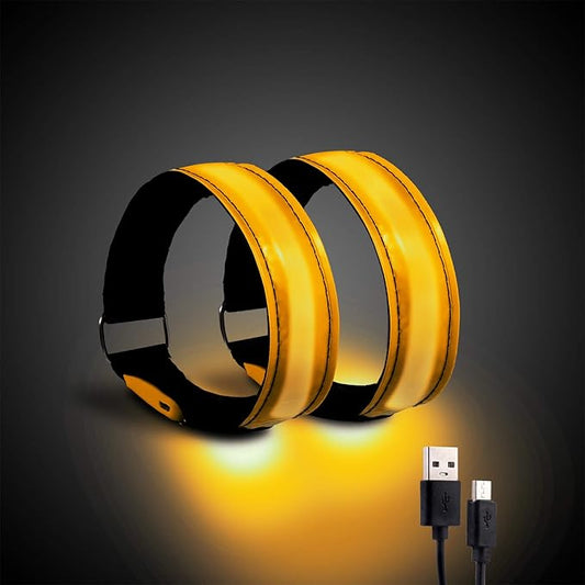 Rechargeable LED Armband for Running(2 Pack), Light Up LED Armband, High Visibility Reflective Running Gear for Night Safety, Running Lights for Running Walking Cycling