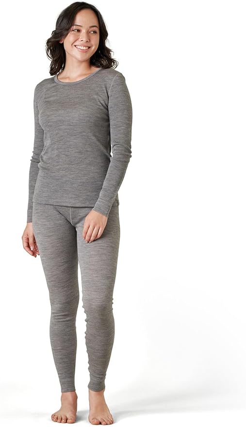 LAPASA Womens 100% Merino Wool Base Layer Set Lightweight & Midweight Thermal Underwear Long John Top & Bottom Warm L58/L91