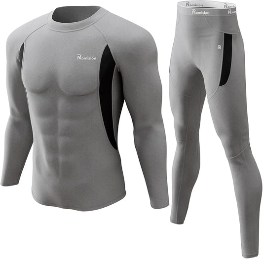 romision Thermal Underwear for Men Long Johns Fleece Lined Hunting Gear Bottom Top Set Base Layer for Cold Weather Gift