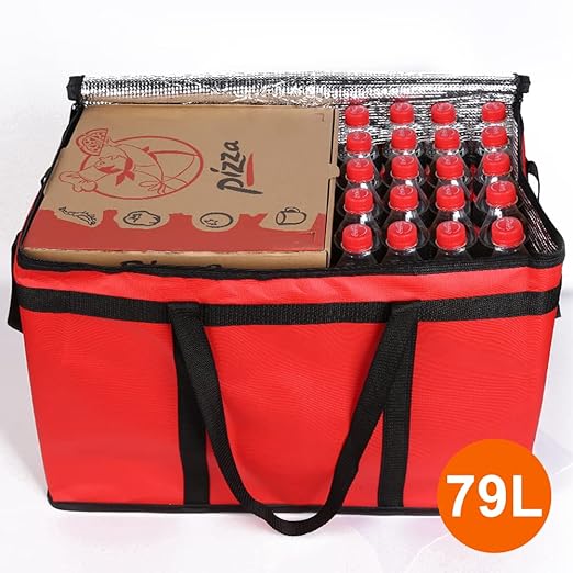 Bodaon 5-Pack Insulated Food Delivery Bag for Uber Eats, XXX-Large Grocey Shopping Bag for Catering, Reusable Cooler/Thermal Bags, Red