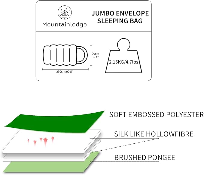 Jumbo Sleeping Bag for Adult&Kids,Cold&Warm Weather with Compression Sack and Water Resistant for Family Camping,Travel and Car Camping