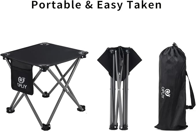 Opliy Camping Stool 2 Pack,13.5 Inch Portable Folding Stool for Outdoor Gardening and Beach Hiking Fishing,Foot Stool with Carry Bag (Black)