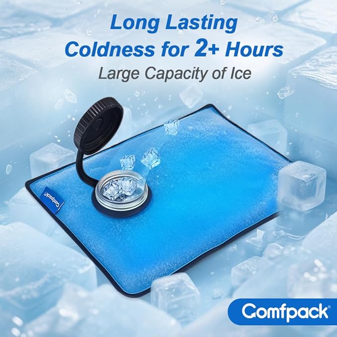 Large Refillable Ice Bag for Injuries, 14.5" x 10.6" Travel Ice Water Bag with Straps for Cold Therapy, Ice Pack Pain Relief for Swelling, Inflammation, Arthritis, Muscle