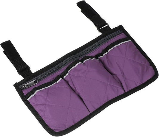 YOKIVE Armrest Organizer, Waterproof Chair Snack Storage Bag with Straps, Great for Camping Beach Daily Use, (Purple, 4 Pockets)