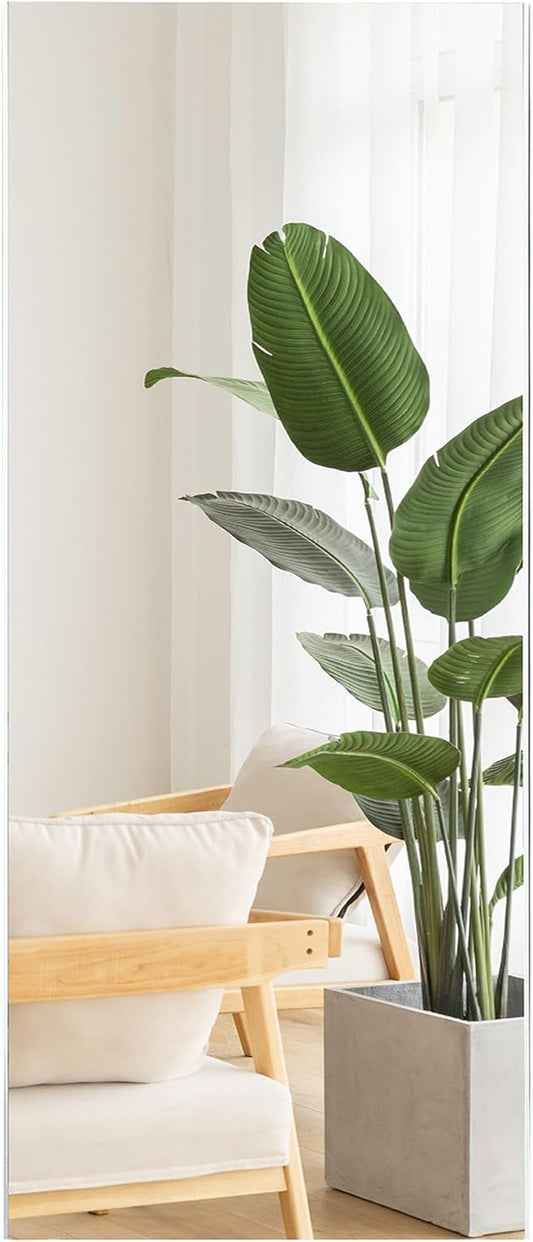 Glassless Large Mirror Shatterproof Unbreakable Wall Mirror for Gym, Dance Studio, Home Workout Room – 0.04mm Nano Film – Chrome 26" x 60"