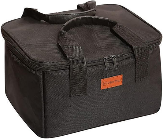 Muloo Portable Camping Cookware - Outdoor Carrying Picnic Tableware Organizers - Gas-Tank Oxford-Cloth Storage Bag - Easy to Use - Black