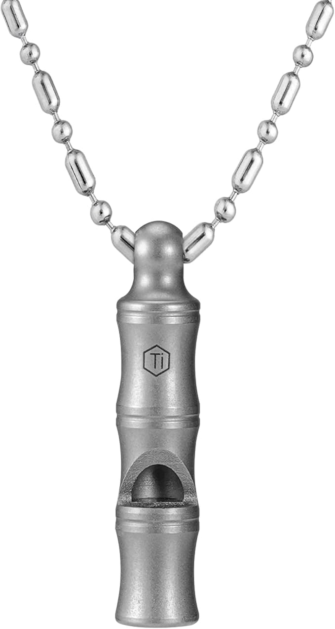 KeyUnity Titanium EDC Whistle Outdoor Emergency Whistle for Keychain, Comes with Necklace to Hang on Neck