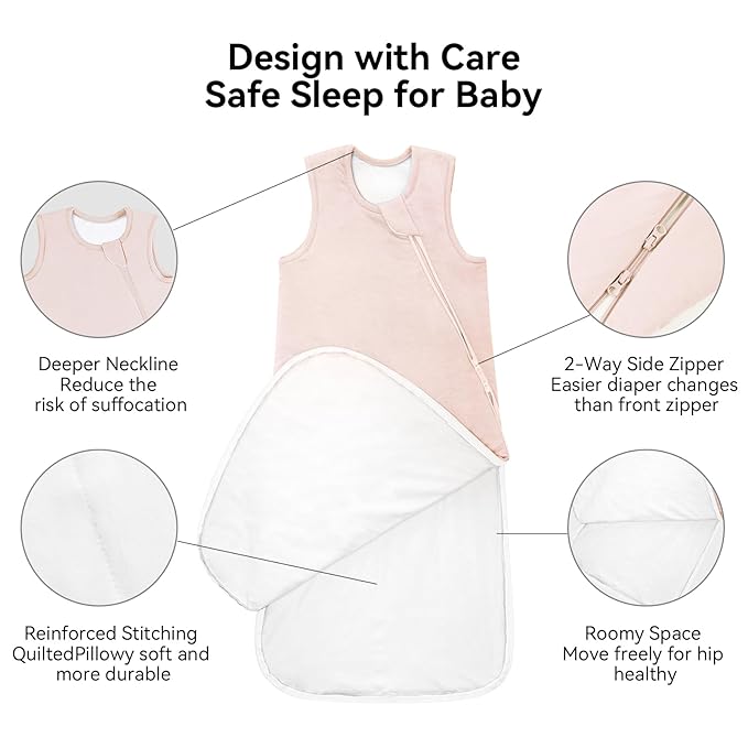 BubblePanda Rayon Made from Bamboo Sleep Sack 0-6 Months 1.0 Tog Soft Toddler Sleeping Sack 3-6 Months for Infant Newborn Babies 2-Way Zipper Baby Wearable Blanket 0-3 Months