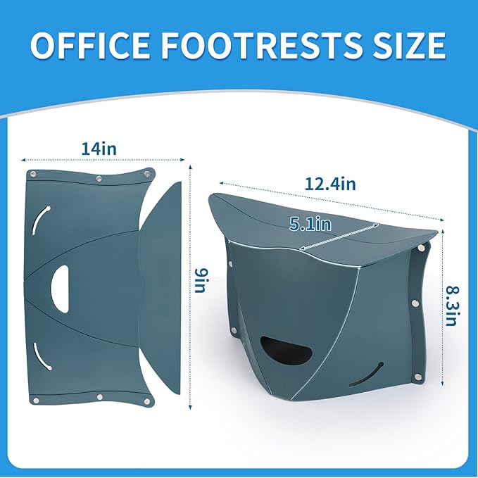 Travel Foot Rest for Airplane & Office - Portable Under Desk Foot Stool, Relieves Back & Knee Pain, Comfort for Long Flights, Cars, Subways & Trains (Blue)