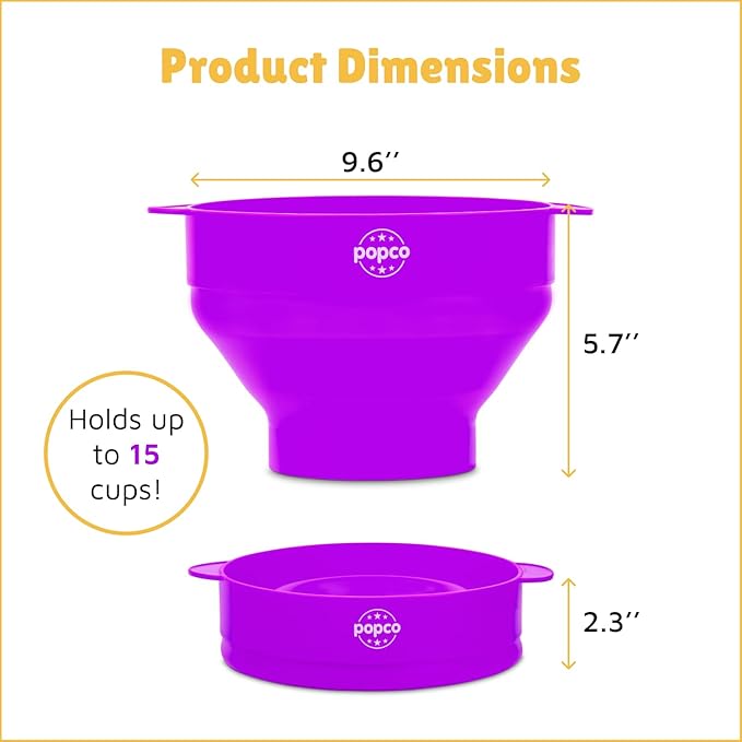 POPCO The Original HotPop Silicone Popcorn Maker - Microwave Popcorn Popper - Collapsible Bowl, Heat-Resistant, Easy to Clean, Ideal for Family Movie Nights, 15-Cup Capacity - Aqua